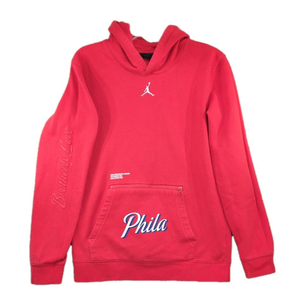 Nike Jordan 76ers Courtside Statement Hoodie Kids XL Red Philadelphia NBA Sweats